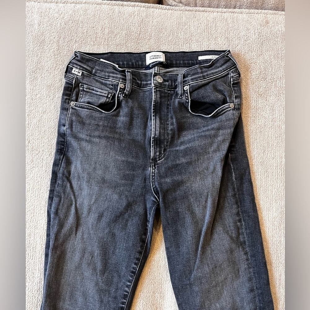Citizens of Humanity Lilah Jean High Rise Kick Flare Jeans 29 Black Caviar Clean - Picture 3 of 9